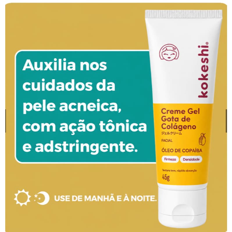 Creme Gel Regenerador Facial Gota de Colágeno Kokeshi 45g