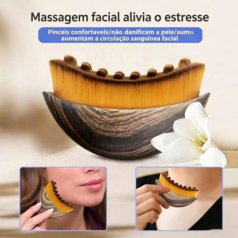 Escova 3 em 1 para Drenagem Facial. Massageador de drenagem, relaxamento e escultura facial